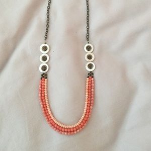 Coral and bone beaded necklace